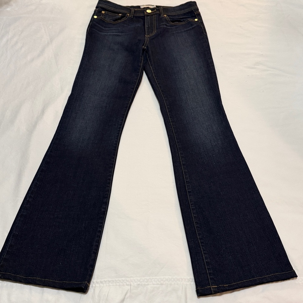 Tory Burch Classic Tory Boot Dark Blue Jeans size 28 inseam 32” Pre-owned